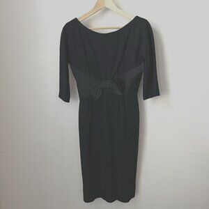 60s Phyllis De Trano for Georgette‎ black empire bow waist knee length dress S